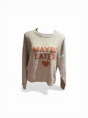 American Eagle Outfitters Beige Knit Crew Sweater
